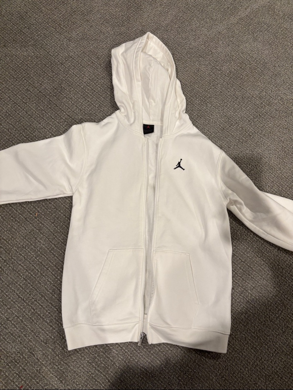 Kids Jordan White Full-Zip Hoodie with Black Jumpman